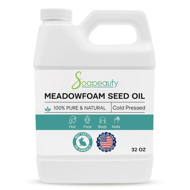 Meadowfoam Seed Oil - 100% Pure Cold Pressed Unrefined Oil for Face & Hair | Moisturizing Skin & Promoting Hair Growth | 32 OZ