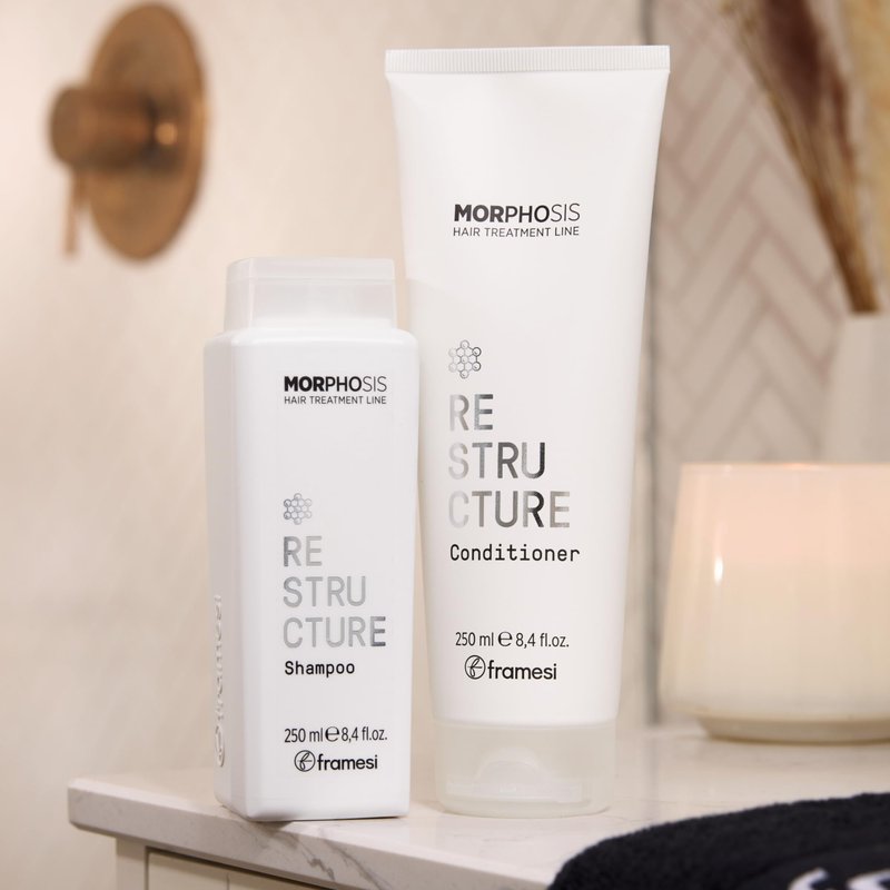 Framesi Morphosis Restructure Conditioner - Rebuilding Conditioner for Damaged DryHair - Sulfate Free Conditioner - Helps Repair and Revive to Support Smoother, Softer Hair - Color Safe (8.4 Fl Oz)