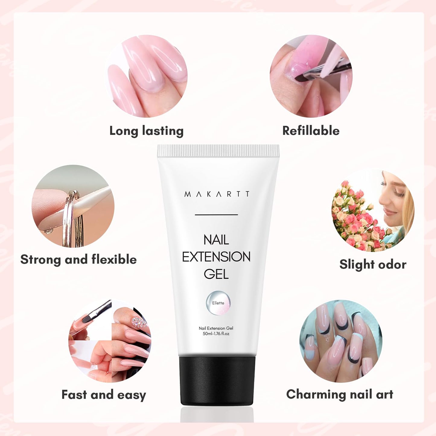 Makartt Poly Nail Gel: Clear 50ML Gel Builder for Natural-Looking Strengthener 3D Molding Gel for Trendy Nail Art-Long-Lasting and Easy to Use Supplies