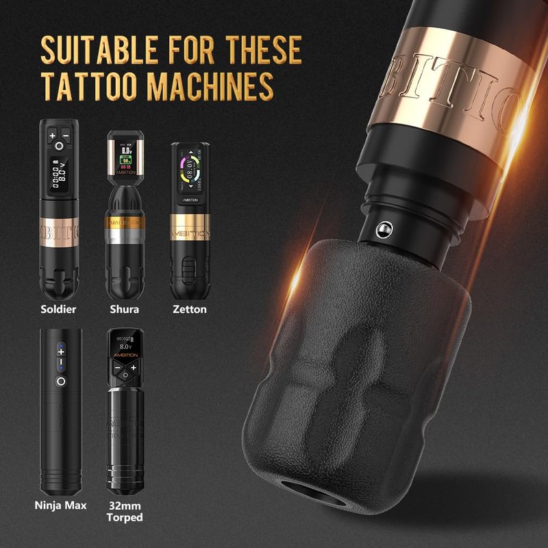 Disposable Tattoo Grips - 12 Pcs 38mm Rubber Grip Covers with Click Adjust System for Rotary Tattoo Machines