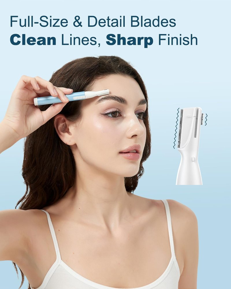 Eyebrow & Facial Hair Trimmer - Precision Detailer with Rinseable Blade | Compact Battery Operated Design for Safe Touch-Ups
