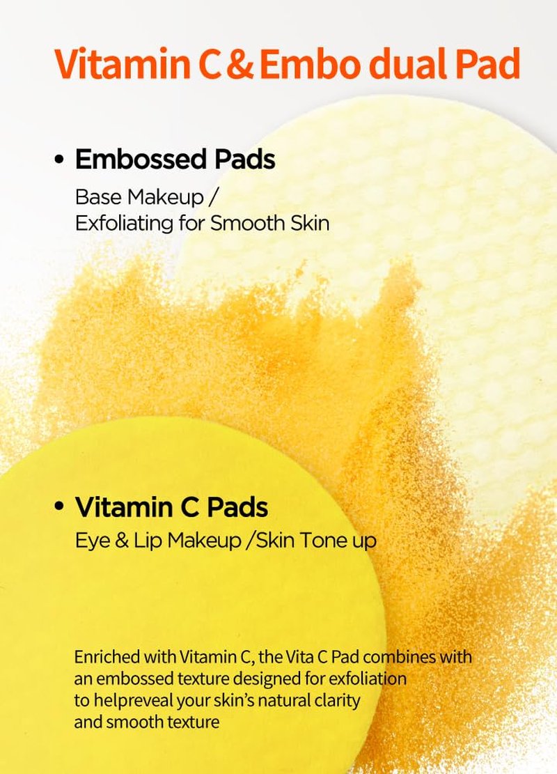 BEAUDIANI Soonssak Vitamin C Cleansing Pads – One-Swipe Makeup Remover, Low-pH 5.3, Dual-Texture Exfoliating Toner Pads, Hydrating Lyocell, Sensitive-Skin Friendly – 50 Count