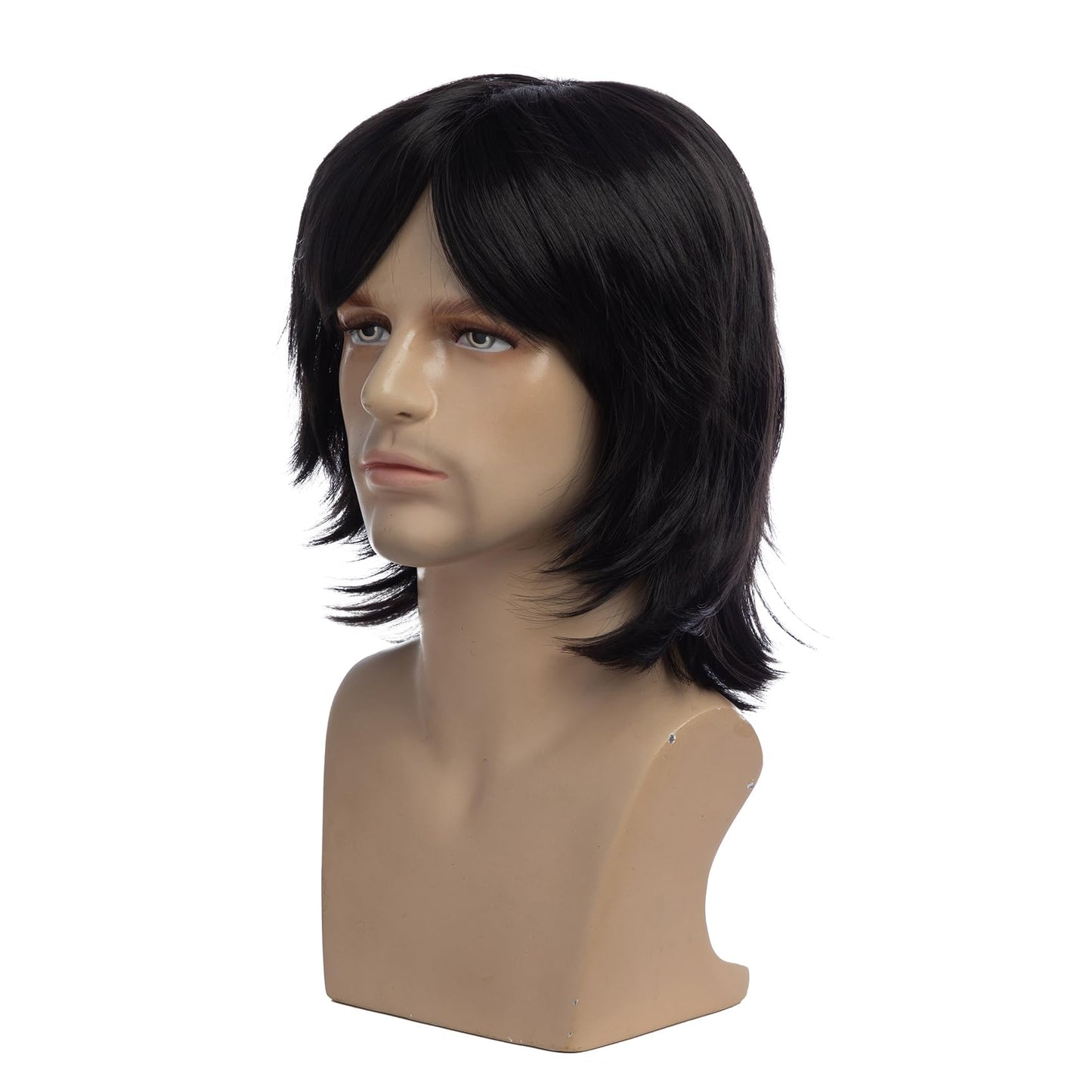 Baruisi Mens Wig Black Long Straight Synthetic Cosplay Halloween Hair Wigs for Fancy Dress