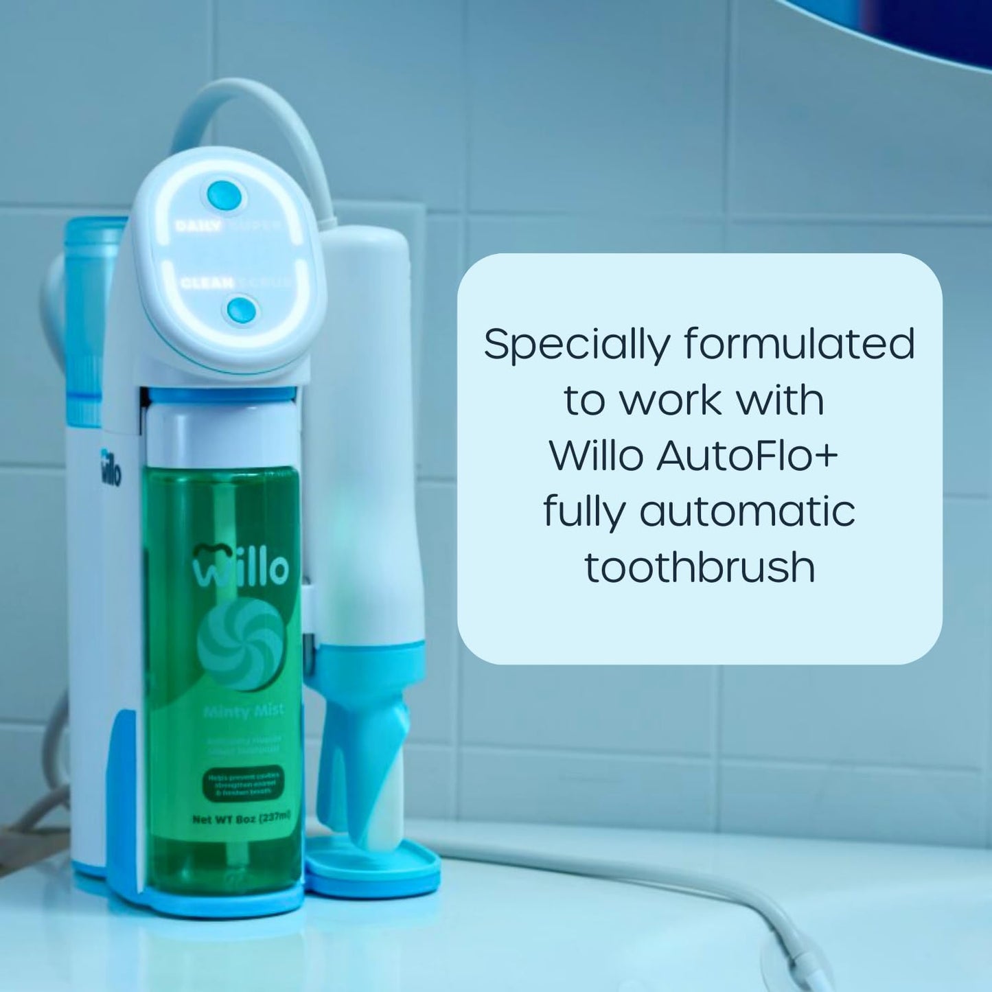 Willo Liquid Non-Fluoride Kids - for Use with AutoFlo Plus - Toothpaste (2-Pack, 8oz) - Minty Mist