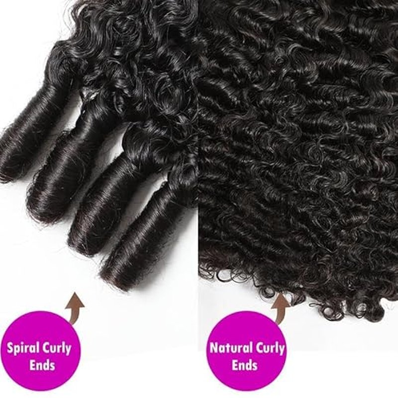 Burmese Curly Bundles Human Hair 18 20 22 Inch 3 Bundles 100% Unprocessed Quick Weave 3c4a Burmese Raw Hair Extension Real Human Hair Water Wave with Spiral Curly End Natural Black