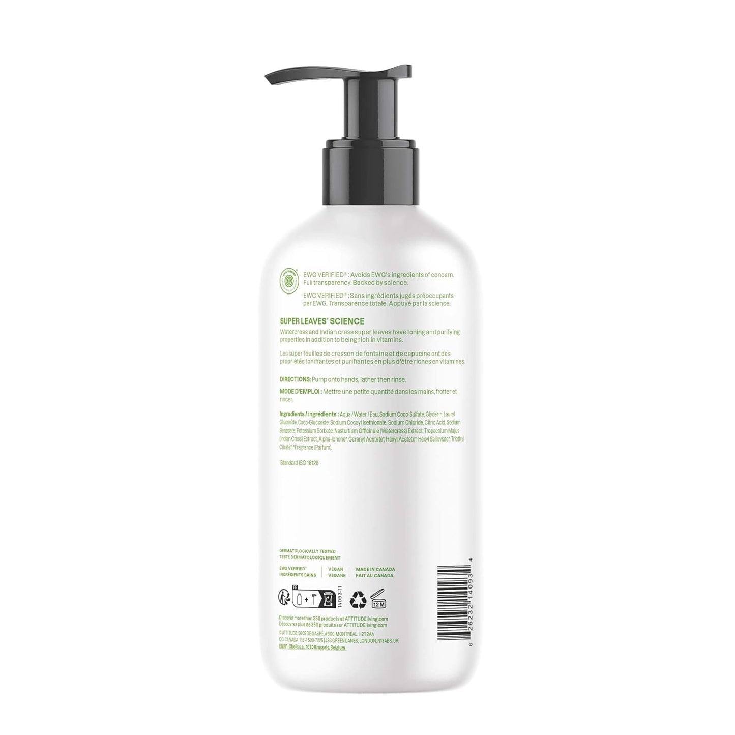 ATTITUDE Liquid Hand Soap - EWG Verified Vegan Formula | Pear & Amber, 16 Fl Oz