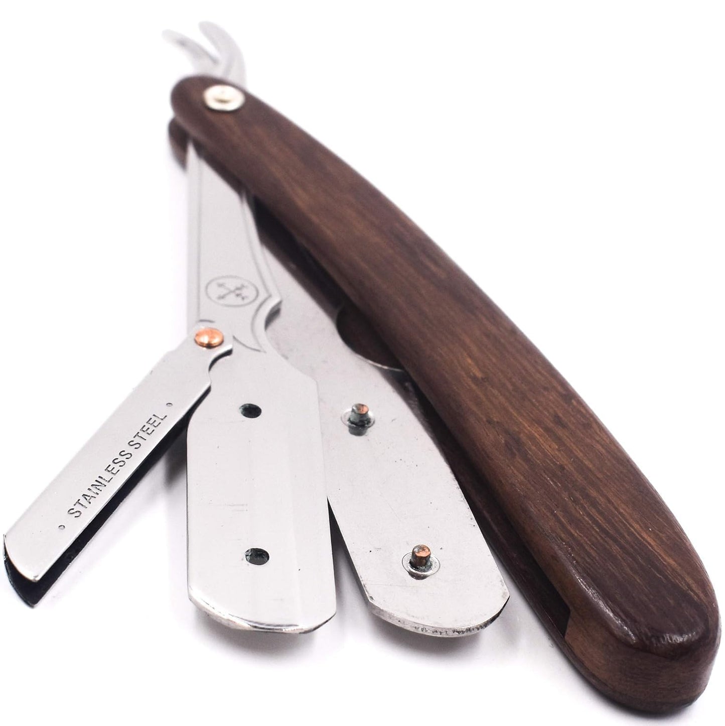 Parker SRDW Professional Shavette Razor – Walnut Wood Handle, Stainless Steel Arm & Clip Lock System for Secure Blade Fit, 5 Blades Included