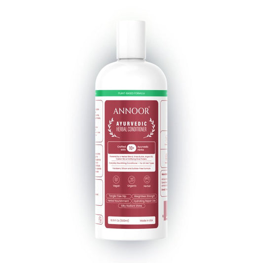 Annoor Ayuverdic Herbal Conditioner 16.9 Fl Oz | Plant-Based | Paraben and Sulfate-Free | With Shea Butter, Argan Oil, Castor Oil, Rice Protein and 10+ Herbs | Shine, Volume and Strength