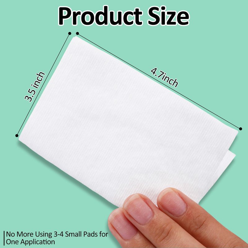 Heigble 10 Pack 500 Pcs Extra Large Cotton Cleansing Pads, 3.5 x 4.5'' Cotton Pad, Ultra Soft Large Facial Cleansing Square Bulk for Face Daily Skin Care Toner Makeup Remover, 50 White Square Per Bag
