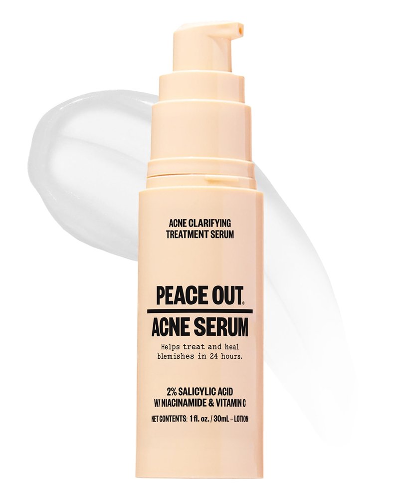 PEACE OUT Acne Serum with 2% Salicylic Acid and Niacinamide, Daily Acne Face Treatment to Help Unclog Pores, Reduce Pimple Breakouts, Blackheads, and Improve Skin Texture (1 fl oz)