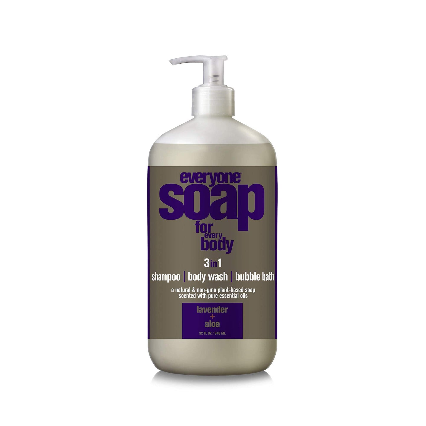 Everyone 3-in-1 Soap, Body Wash, Bubble Bath, Shampoo, 32 Ounce (Pack of 1), Lavender and Aloe, made with Essential Oils for Men and Women