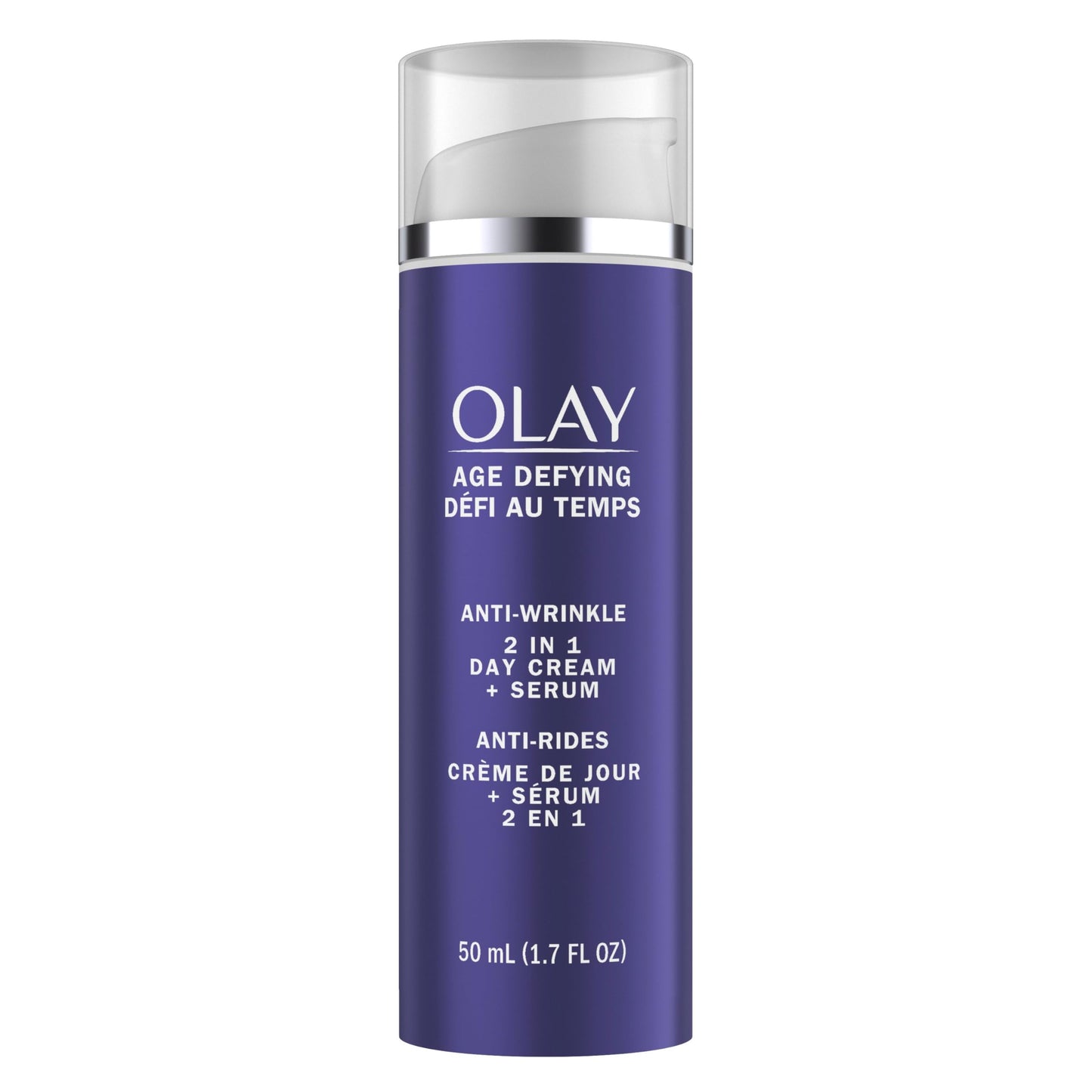 Olay Face Serum, Age Defying Anti-Wrinkle 2-in-1 Day Cream - Anti-Aging, Anti-Wrinkle, Smooths Fine Lines and Wrinkles, Firming, Lifting - Niacinamide, Glycerin, Aloe Vera, 1.7 Oz