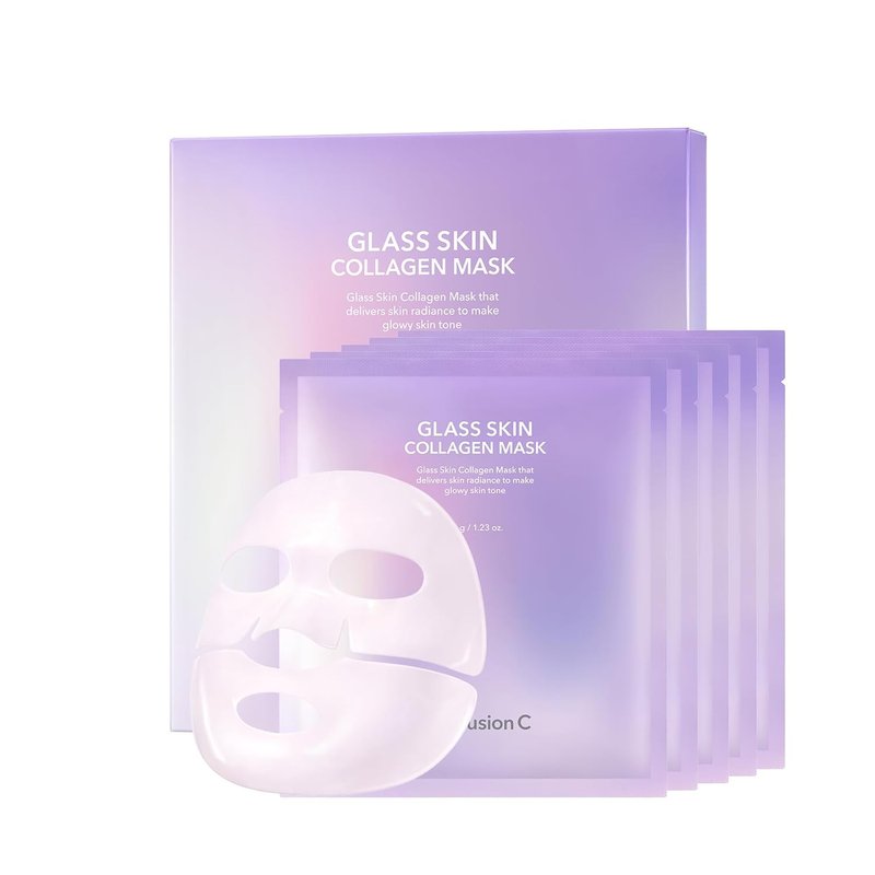 Cell Fusion C Glass Skin Collagen Mask - Overnight Hydrogel with Triple Collagen | Hydrating & Plumping, 1.23 oz. x 5 Sheets