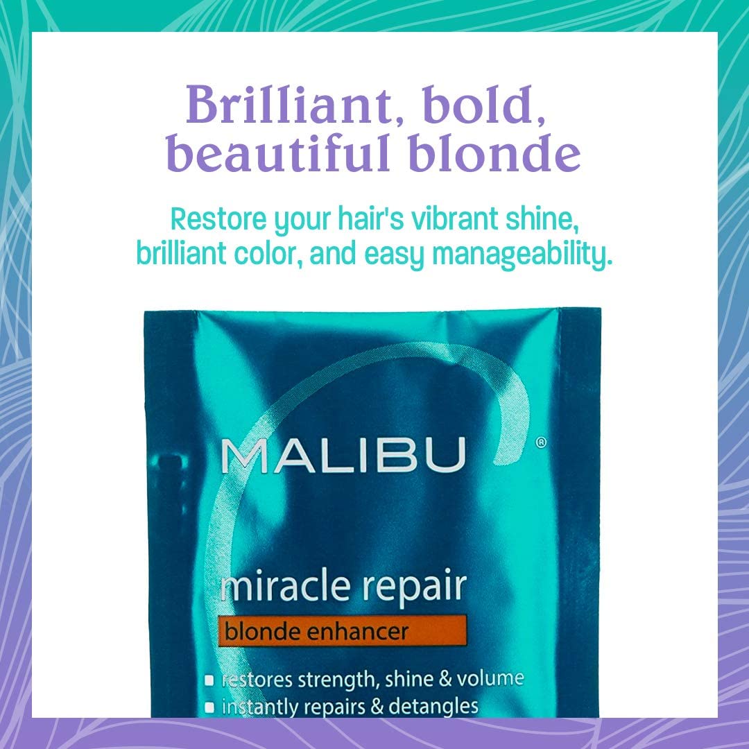 Malibu C Miracle Repair Hair Reconstructor, Blonde Enhancer (1 Packet) - Nourishing Hair Repair Treatment for Damaged Blonde Strands - Relieves Hair Discoloration