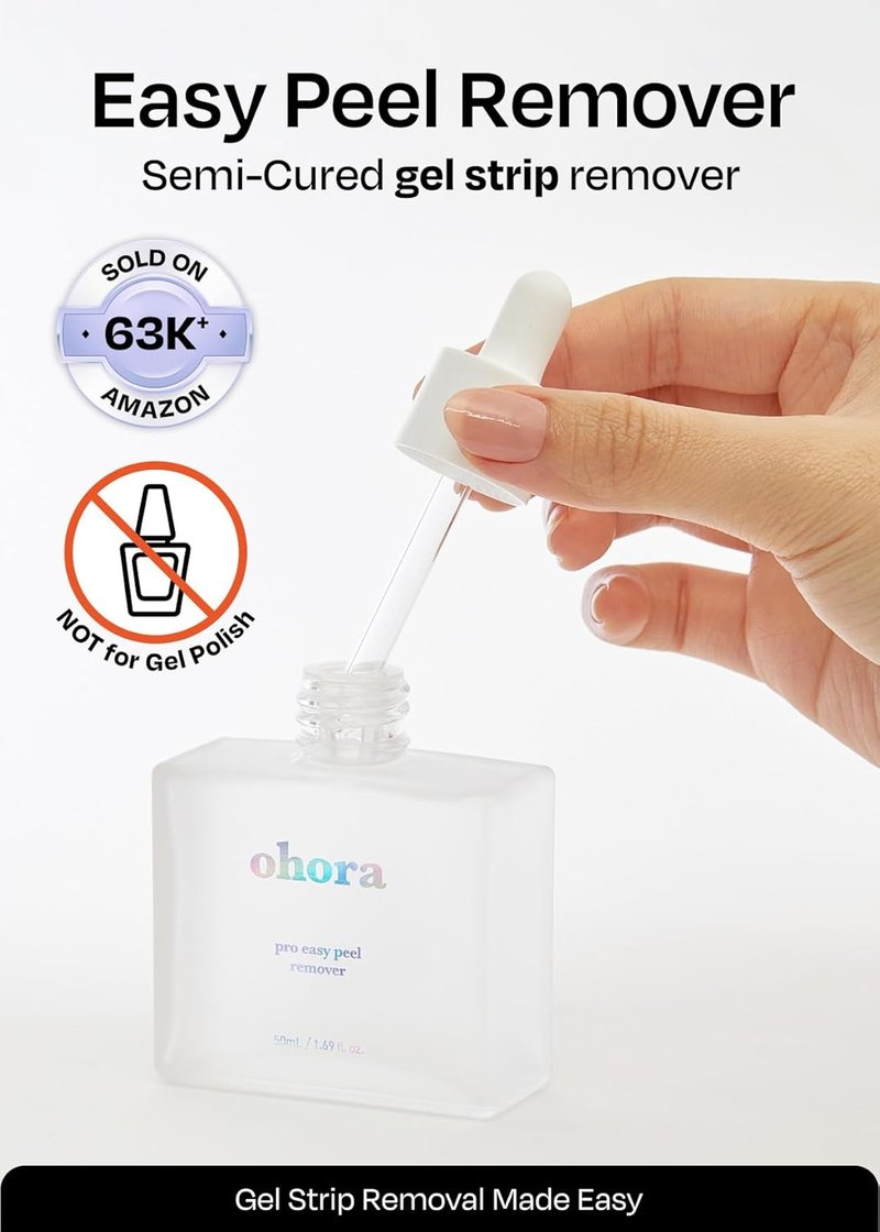 Ohora Semi Cured Gel Nail Set - Onyx & Cream Moss | Easy Peel Remover for Salon-Quality Nails