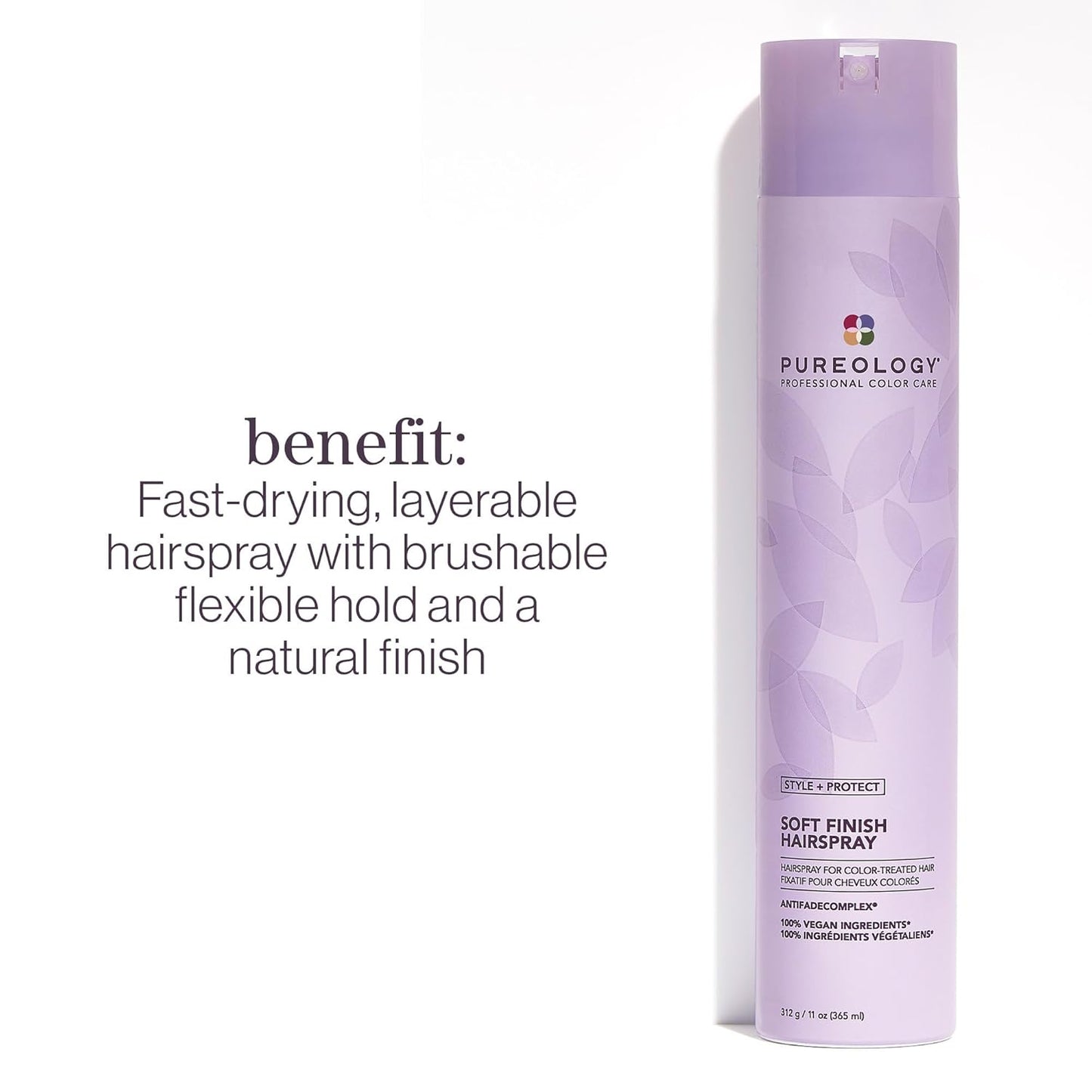 Pureology Hairspray for Color-Treated Hair - Flexible Hold, Silicone-Free & Vegan | Soft Finish