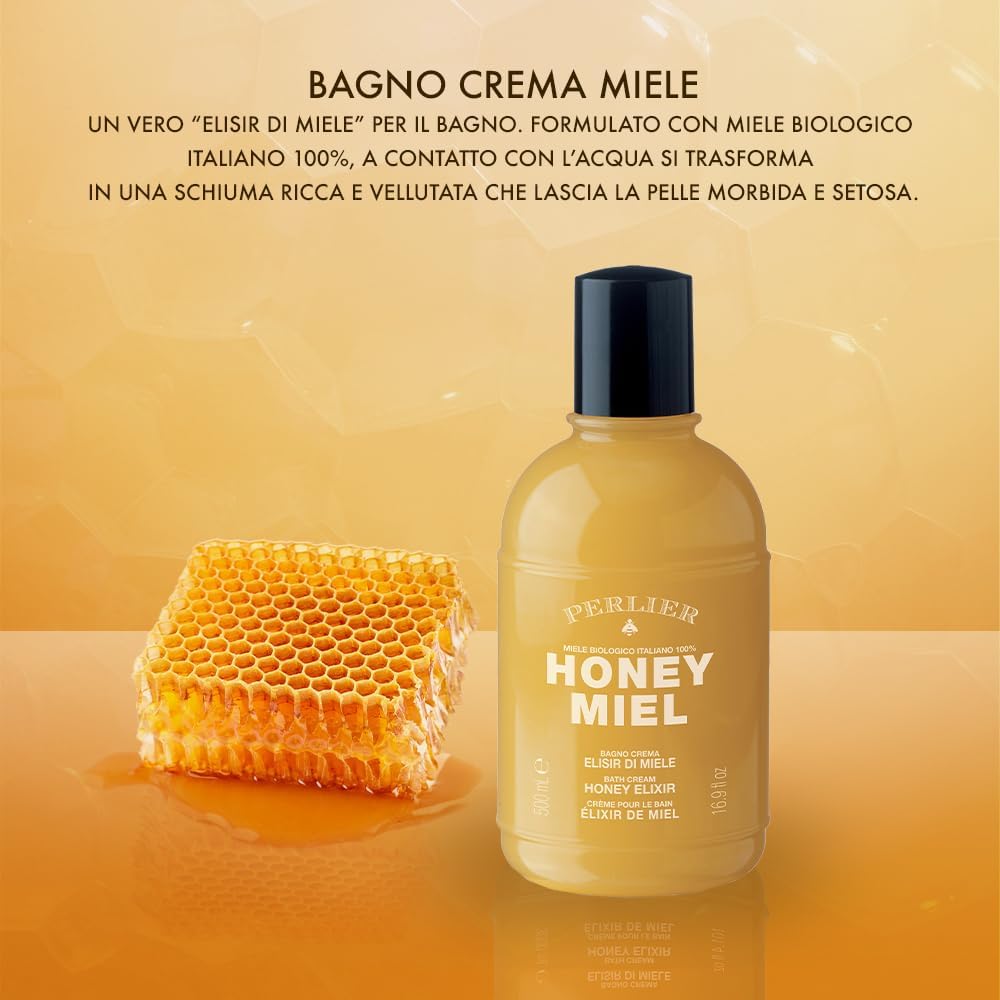 Perlier Honey Bath Cream - Nourishing Honey Elixir for Soft Skin | 500 ml (16.9 Fl Oz)