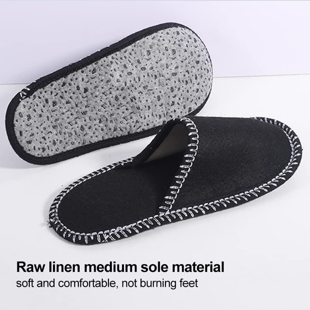 Disposable Slippers, 6 Pairs Fleece Felt Slippers Guest Slippers Portable Washable Disposable Non Slip Home Slippers for Family Spa Guests Hotels Travel(6 Pairs)