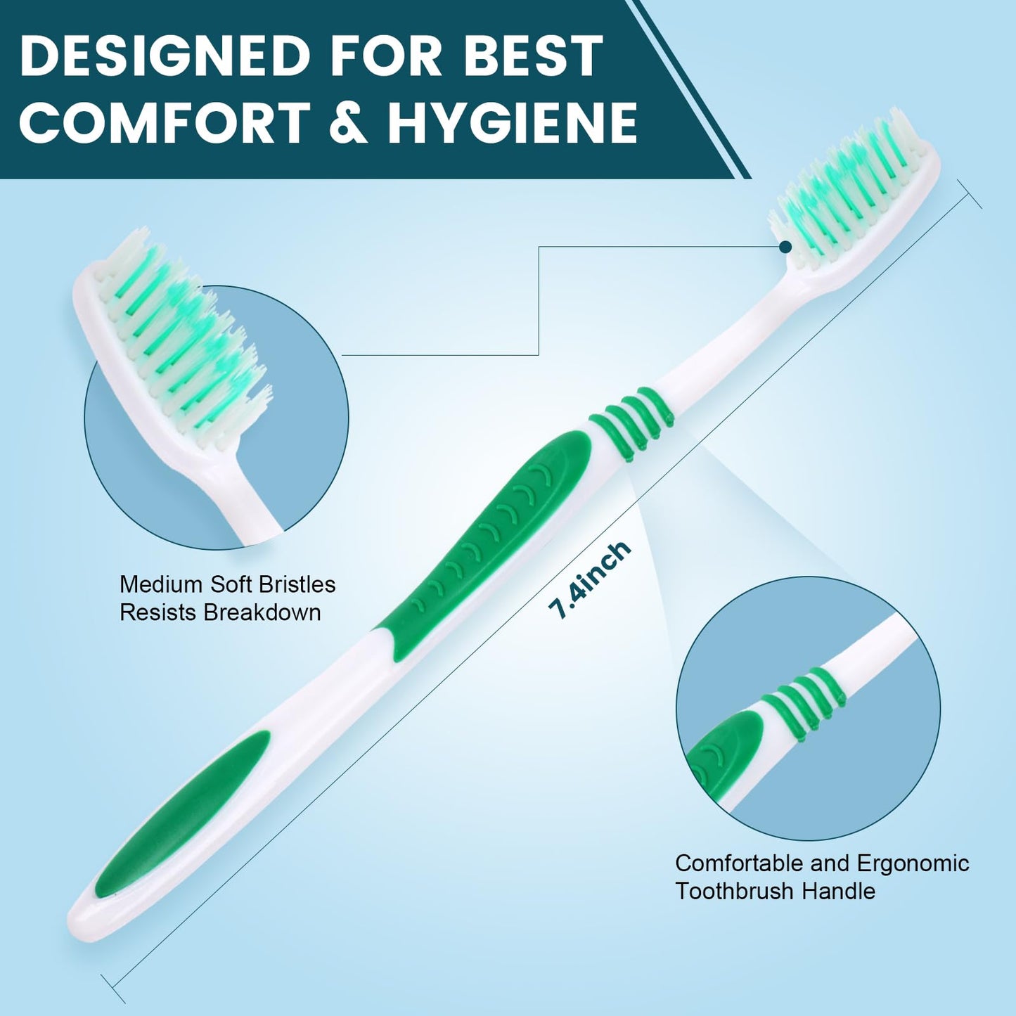 Navona 300 PCS Premium Individually Wrapped Bulk Toothbrush Pack, Disposable Toothbrushes, Kids Toothbrush, Medium Soft Bristle Toothbrushes, Ergonomics Handle, Perfect for Travel Hotel Donation