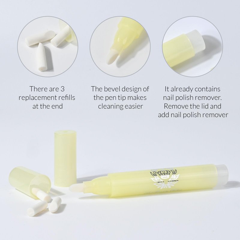 Freeorr 4pcs Nail Polish Remover Corrector Pen with 3 Cotton Tip Refills each, Cuticle Nail Edge Cleaning Pen for Manicure Art DIY Clean Up Tool