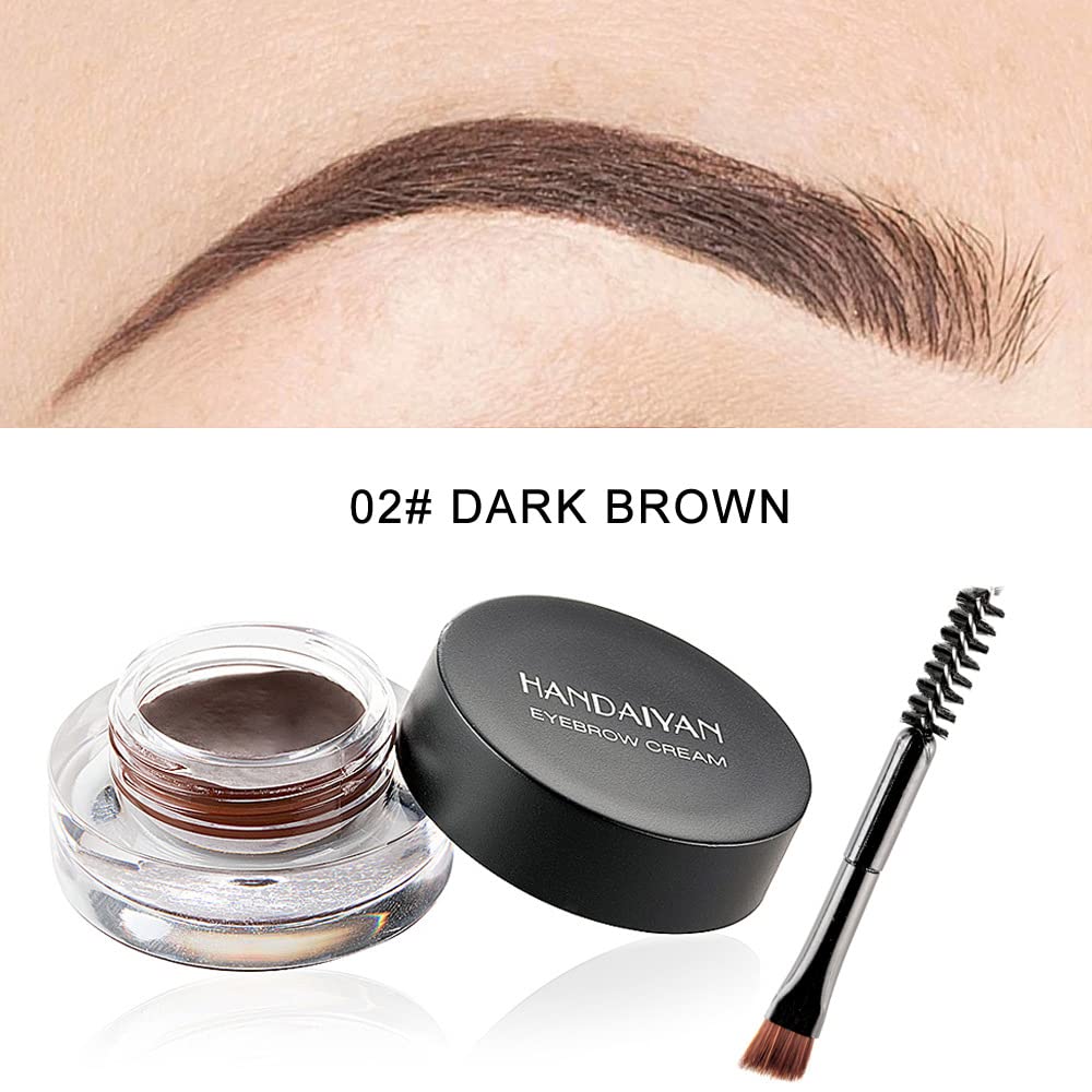 MAEPEOR 12 Colors Eyebrow Pomade Full-pigmented Long Lasting Waterproof Cream Gel Filling & Shaping Tinted Eyebrows Enhancers With Brush for Daily or Cosplay (02 Dark Brow)