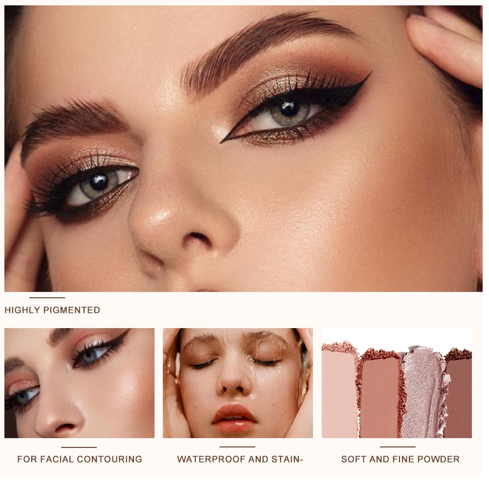 Neutral Eyeshadow Palette 5 Colors, Nude Brown Matte & Subtle Shimmer Shades, Highly Pigmented Blendable Long-Lasting Powder, Smooth No-Fallout Daily Eye Makeup Palette for Work and Natural Looks- C02