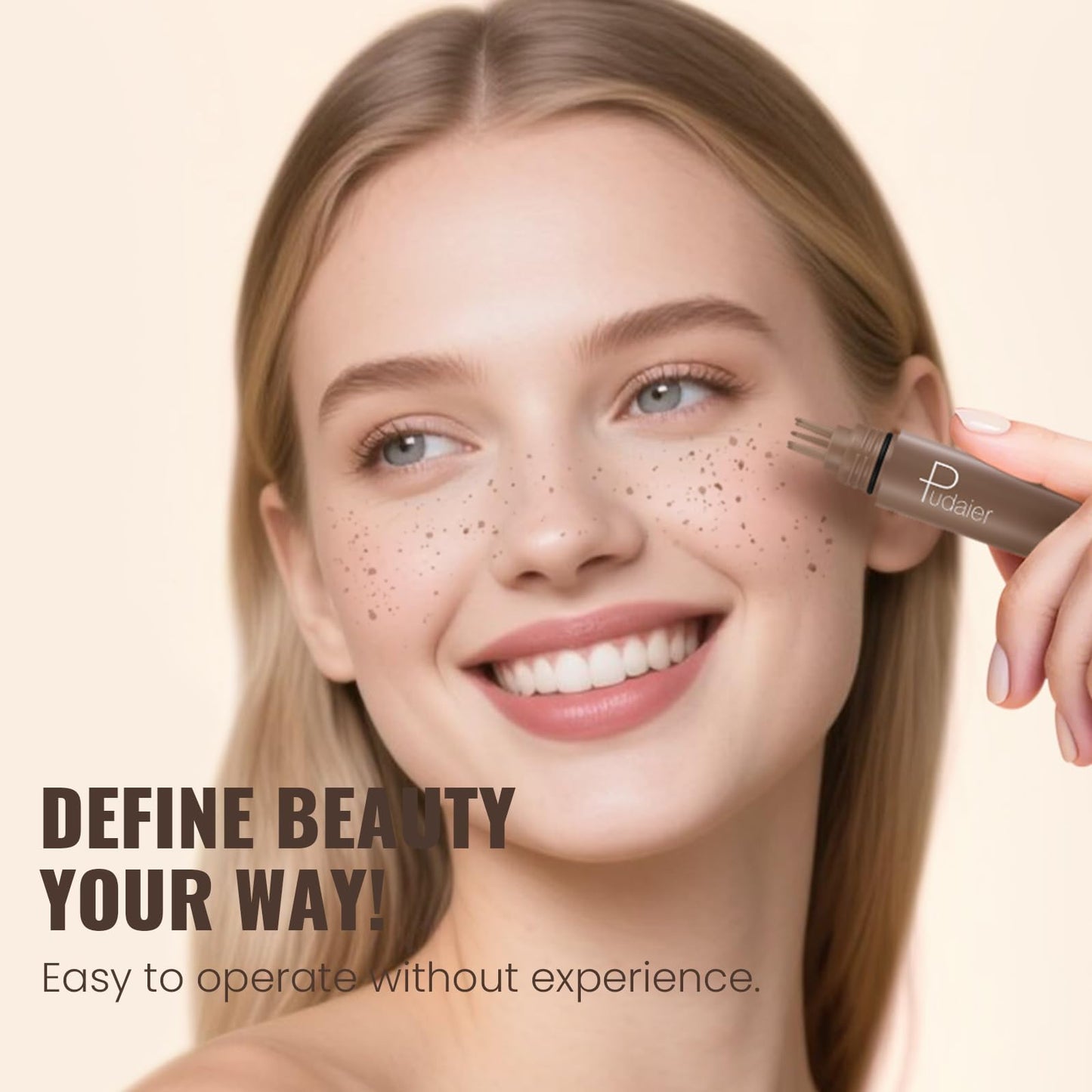 Pudaier Freckle Stamp, Natural-Looking Lifelike Freckle Makeup, 03+04