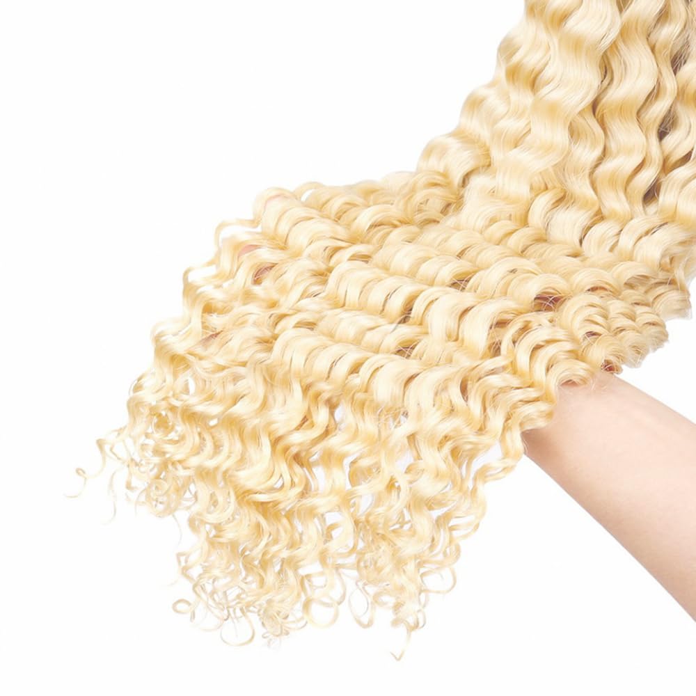 Blonde Bundles Human Hair 613 Deep Wave 1 Bundles 28 inch Unprocessed Virgin 613 Blonde Bundle Human Hair Extensions AuokMar