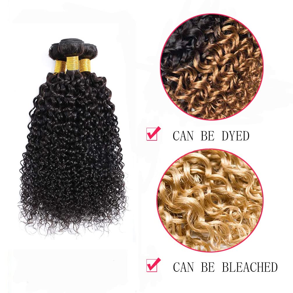 Kinky Curly Bundles 12A Virgin Brazilian Human Hair Bundles 10 12 14 Inch Natural Black Curly Weave Hair for Women