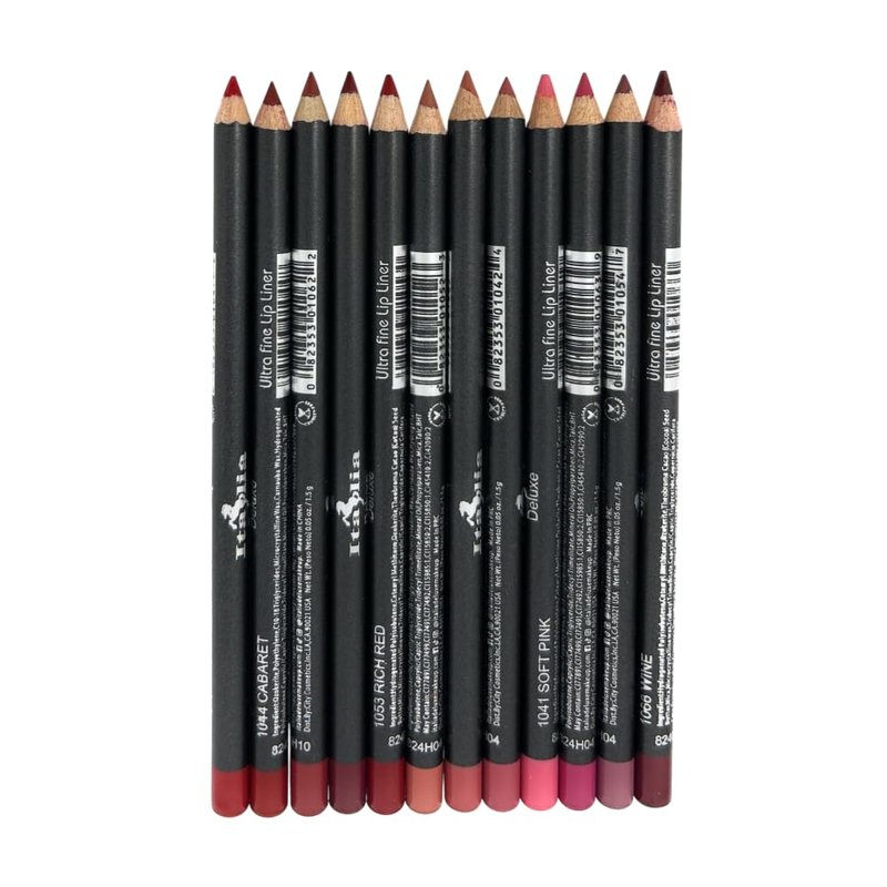 12 pcs, 12 Colors Red Tone Ultra Fine Lip Liner Set, Creamy, Long Lasting, High Pigmented Pencil, Various Shades (Red Tone)