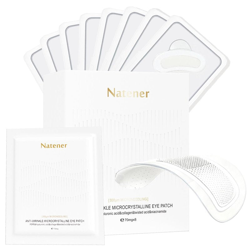 Natener 8 pairs PDRN Micro Eye Patches, Under Eye Patches for Puffy eyes, Dark Circles & Wrinkle | Hyaluronic Acid, Kojic Acid, Collagen, Peptides, Vitamin C, Niacinamide - Korean Popular Eye Care