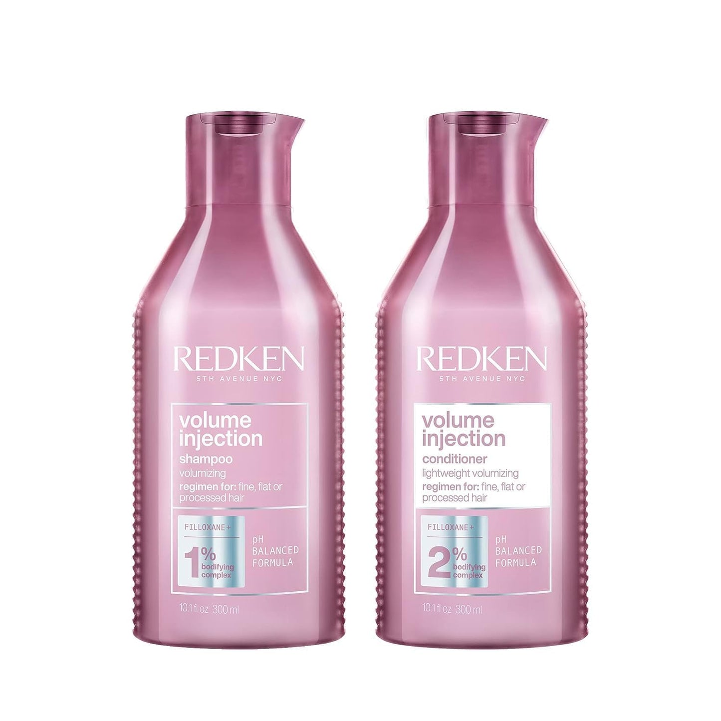 Redken Volume Injection Shampoo & Conditioner Set For Fine Hair - Adds Lift & Body, Volumizing & Detangling Without Weighing Down, Paraben-Free, 10.1 Fl Oz (Pack of 2)