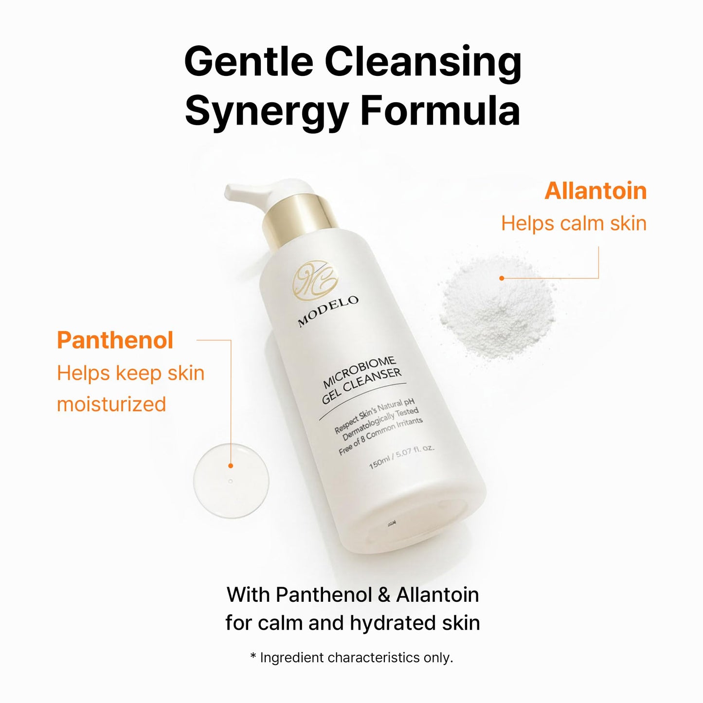 Modelo Microbiome Gel Cleanser, Mild Acidic & Gentle Hydrating Facial Cleanser with Microbiome Extracts for Balanced Skin, Korean Skincare, 5.07 fl.oz.