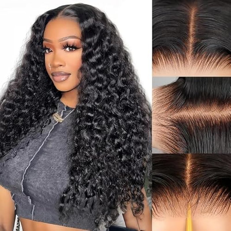 Glueless Wigs Human Hair Pre Plucked Pre Cut 5X5 Deep Wave Lace Front Wigs Human Hair for Women 22 Inch Hd Lace Frontal Natural Hairline Wear and Go 180% Density