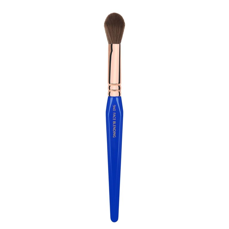 Bdellium Tools Professional Makeup Brush - Golden Triangle 940 Face Blending | Vegan Soft Synthetic Fibers, Blue, 1pc