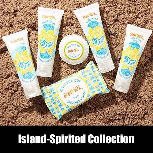 World Amenities Sun + Sol Bulk Moisturizing Massage Bar with Warm Coconut & Vanilla Fragrances, Sachet Wrapped Travel Size Toiletries