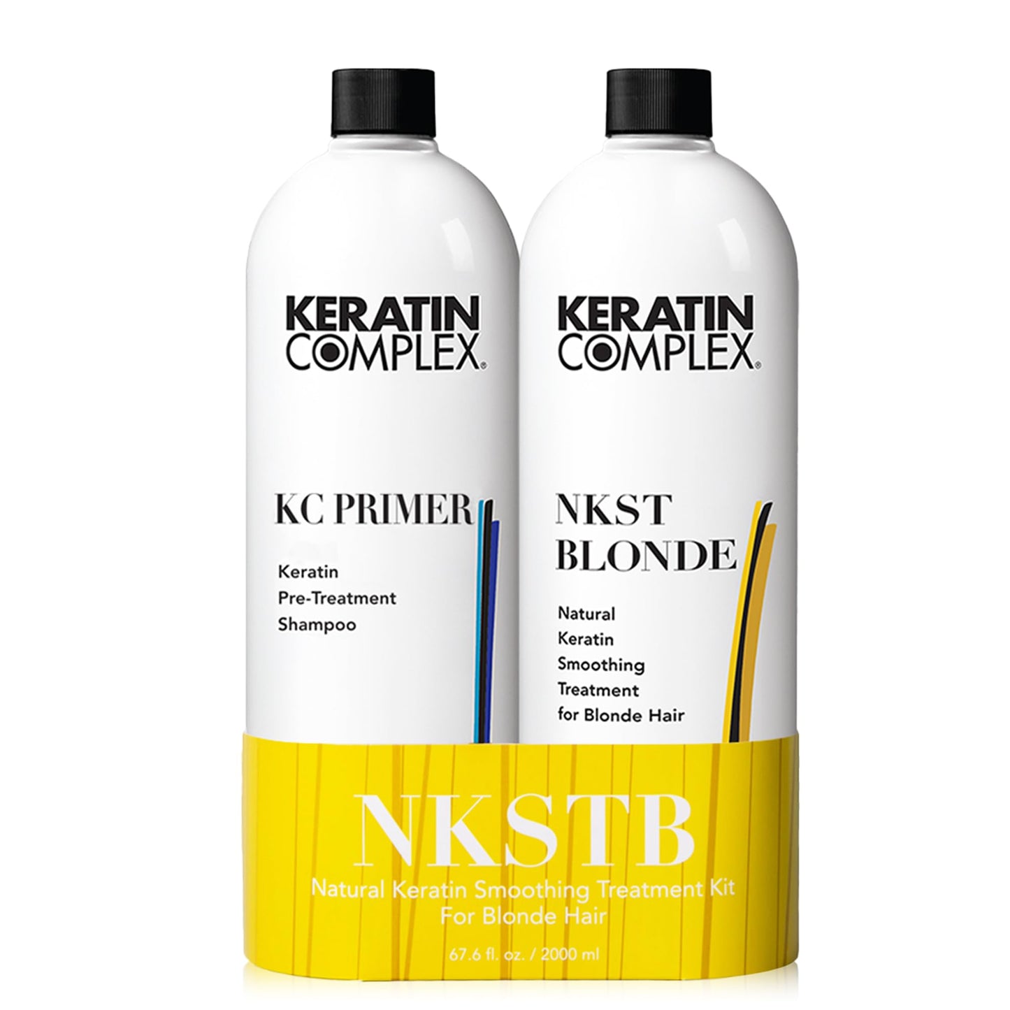 Keratin Complex NKSTB Natural Keratin Smoothing Treatment for Blonde Hair Duo Kit, Includes (1) KCPRIMER 33.8 fl oz and (1) NKSTB 33.8 fl oz