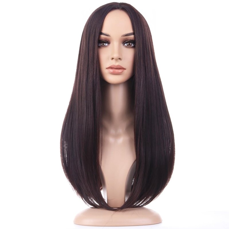 BERON Dark Brown Wigs Straight Long Wig Middle Part Women's Hair Wigs for Cosplay Halloween Party or Daily Use Wig Cap Included