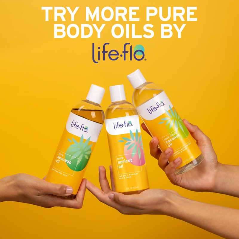LifeFlo Pure Avocado Oil for Skin Care, Hair Care and Massage, Cold Pressed, Face and Body Moisturizer, Naturally Rich in Protein, Vitamins A, D and E, 60-Day Guarantee, Not Tested on Animals, 16oz