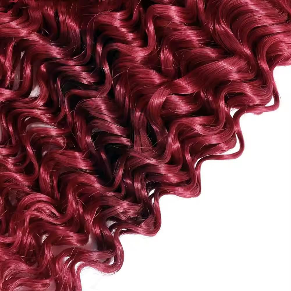 Water Wave Human Hair Bundles 16 18 20 Inch #99J Burgundy Bundles Human Hair Wine Red 12A Unprocessed Native Virgin Hair 50G Per Bundle 3 Extensions Wet and Wavy Weave for Women