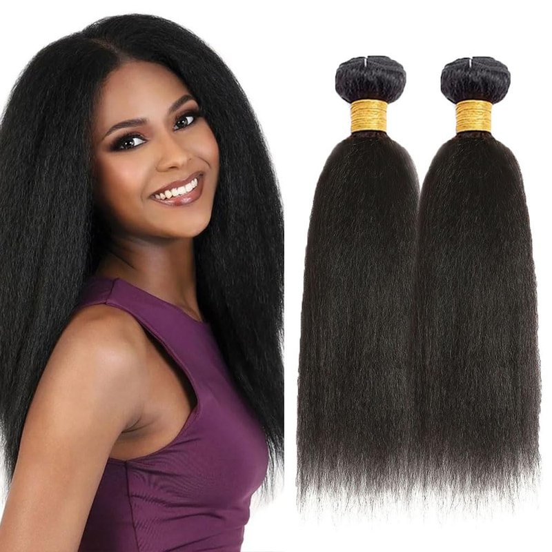 DiexrLamx Hair 34 34 Inch Yaki Straight Bundles Human Hair Kinky Straight Human Hair Bundles 8a Peruvian Virgin Hair 2 Bundles Yaki Bundles Natural Black Color