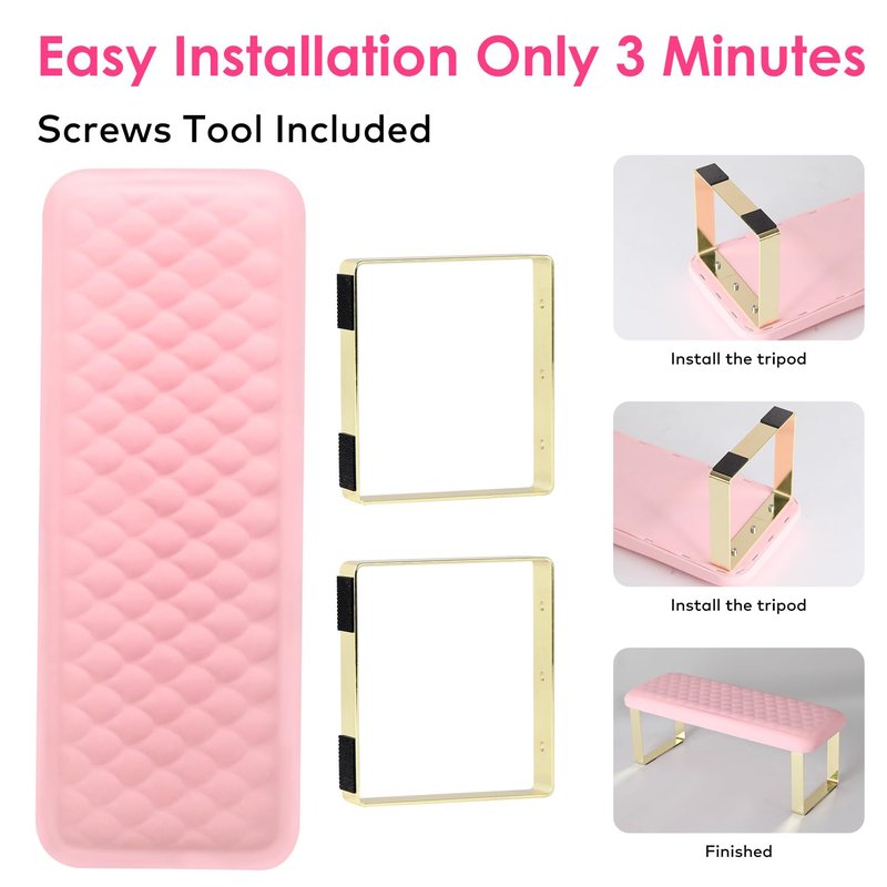 Arm Rest for Nails Tech, BORNBYME Update PU Leather Fish Pattern Hand Nail Foot Stand Rest for Manicure & Pedicure,Pink