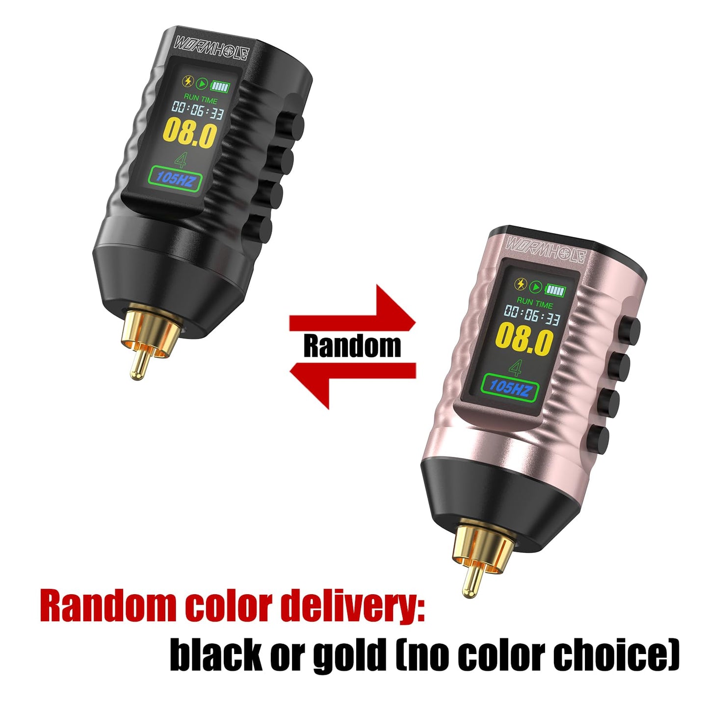 Wormhole Wireless Tattoo Power Supply Rechargeable Cordless Tattoo Battery Pack 1800mAh Portable Tattoo Battery RCA Lithium Battery with LED Digital Display For Tattoo Pen Rotary Tattoo Machine WB14-B