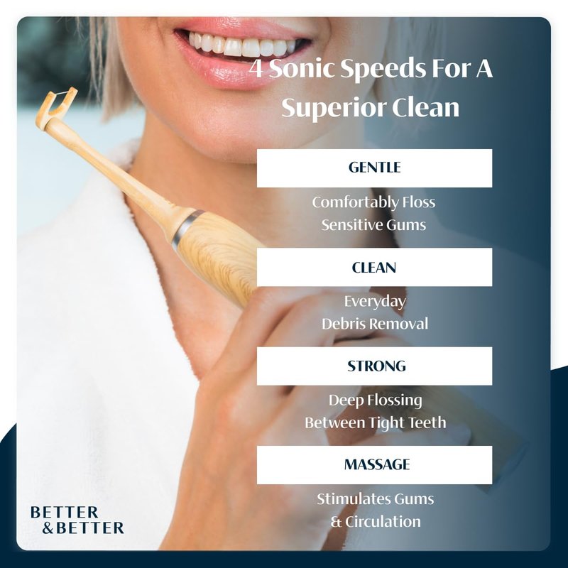 Better & Better Bamboo Sonic Electric Flosser Refill Tips - 90 Pack | Replaceable Bamboo Flossing Tips for Deep, Gentle Cleaning | Plant-Based, Gum-Friendly & Plaque-Removing Oral Care