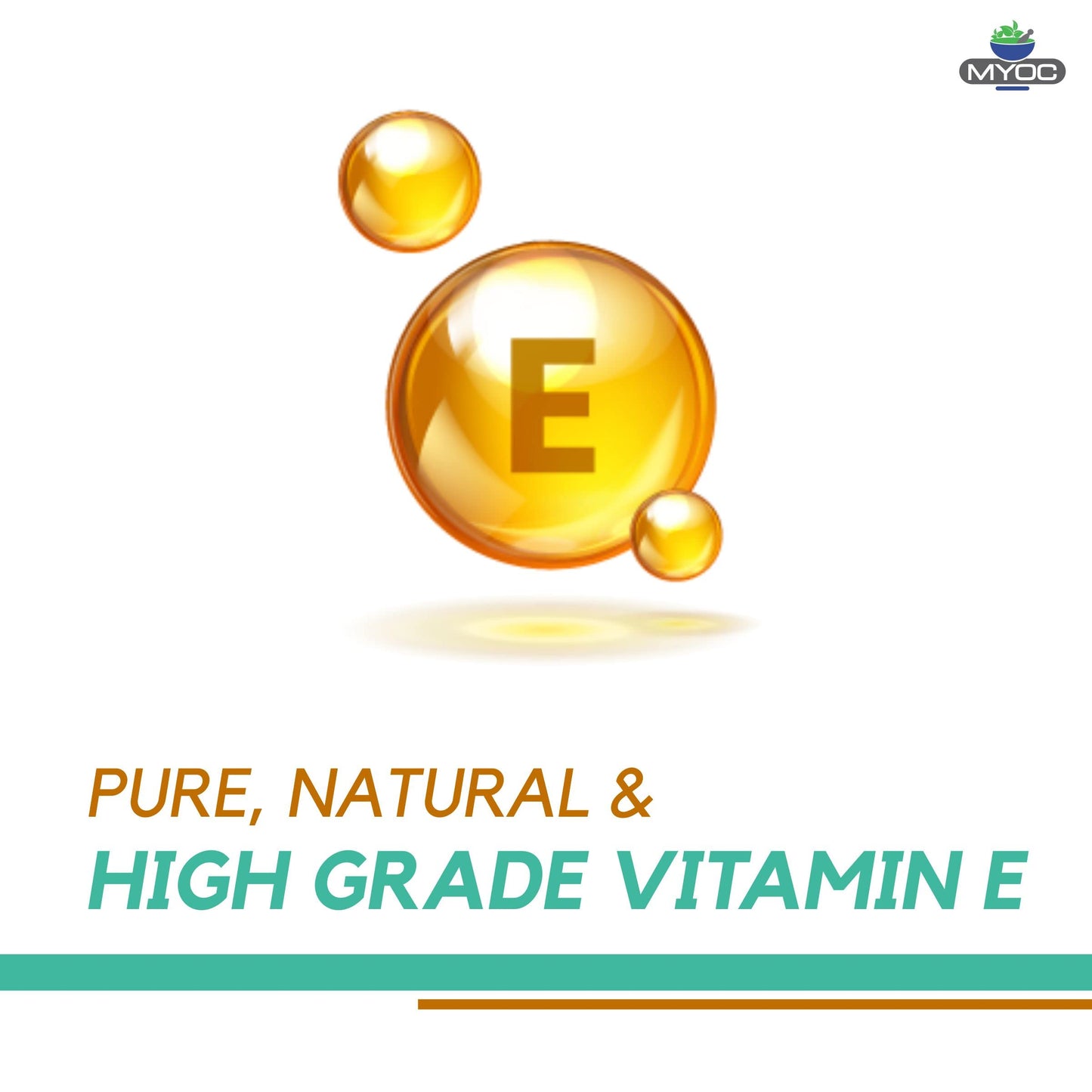 MYOC Tocopherol Acetate Vitamin E Pure Pale Yellow Cosmetic Grade Raw Material for DIY Creams Soaps Lotion Shampoo & Serum, Moisturizes & Nourishes Skin - 50 ml