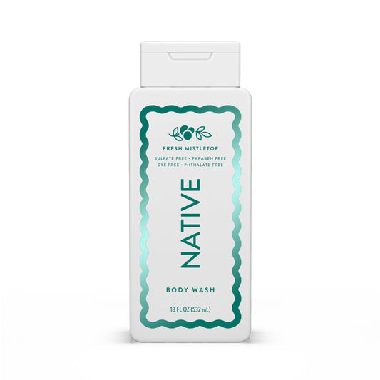 Native Body Wash, Holiday Edition, Fresh Mistletoe Scent, Contains Naturally Derived Ingredients | For Women & Men, Sulfate, Paraben, & Dye Free Leaving Skin Soft and Hydrated | 18 oz