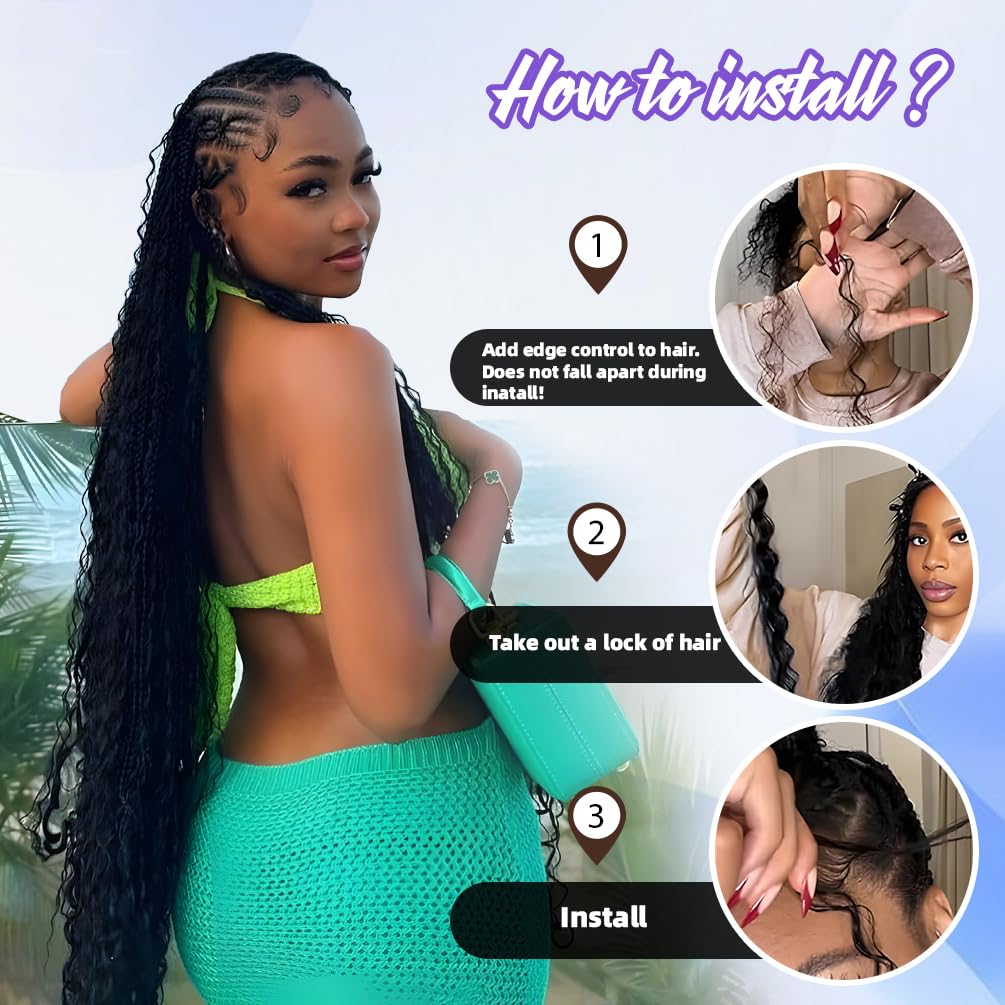 Deep Wave Human Braiding Hair for Boho Braids – 10 Inch 120g 3 Bundles/Pack Natural Black, 100% Unprocessed 12A Brazilian Virgin Hair Bulk, No Weft, Wet & Wavy Curly Knotless Extensions