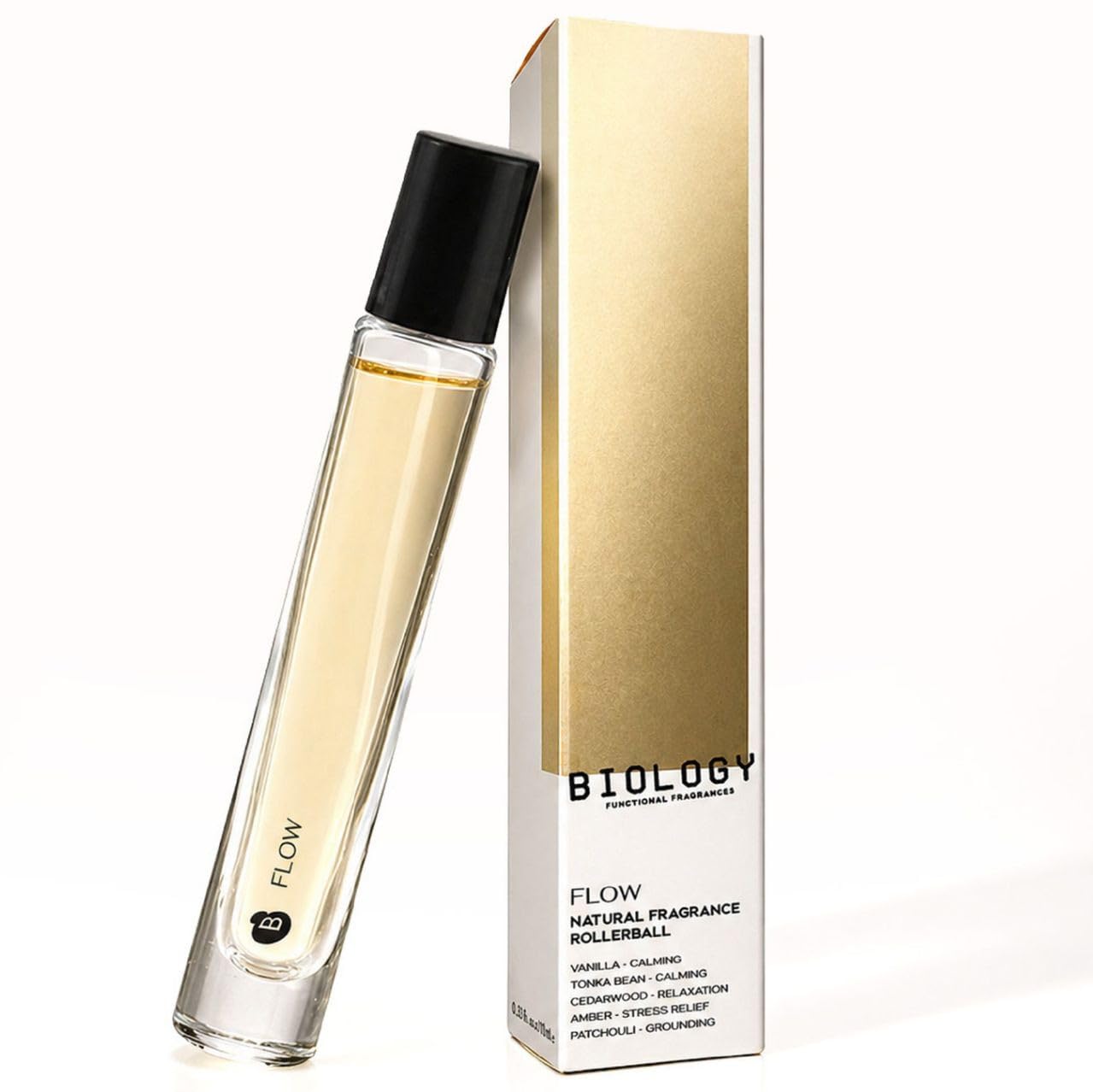 Biology Fragrances Rollerball Perfume (10ml) - Non-Toxic Roll On Perfume for Calm and Comfort - Easy-to-Apply Travel Size Perfumes - Alcohol, Paraben and Pthalate-Free - Flow (Vanilla)