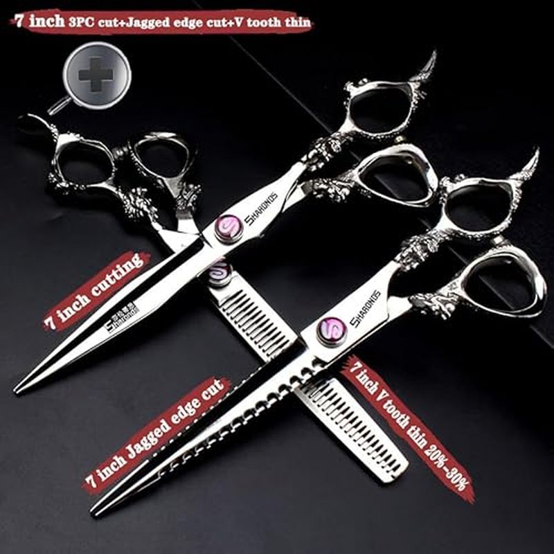 6/7/9 inch Professional Hair Cutting Thinning Scissors Barber Shears Hairdressing Salon Set (Cutting scissors) (7-inch 3pc)