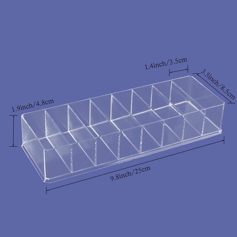 Acrylic Makeup Organizer,4 Pack Makeup Compact Organizer Detachable Makeup Organizer Clear Vanity Drawer Organizer, 8 Spaces Clear Cosmetic Display Case for Bathroom, 10x3.3x1.7 Inches